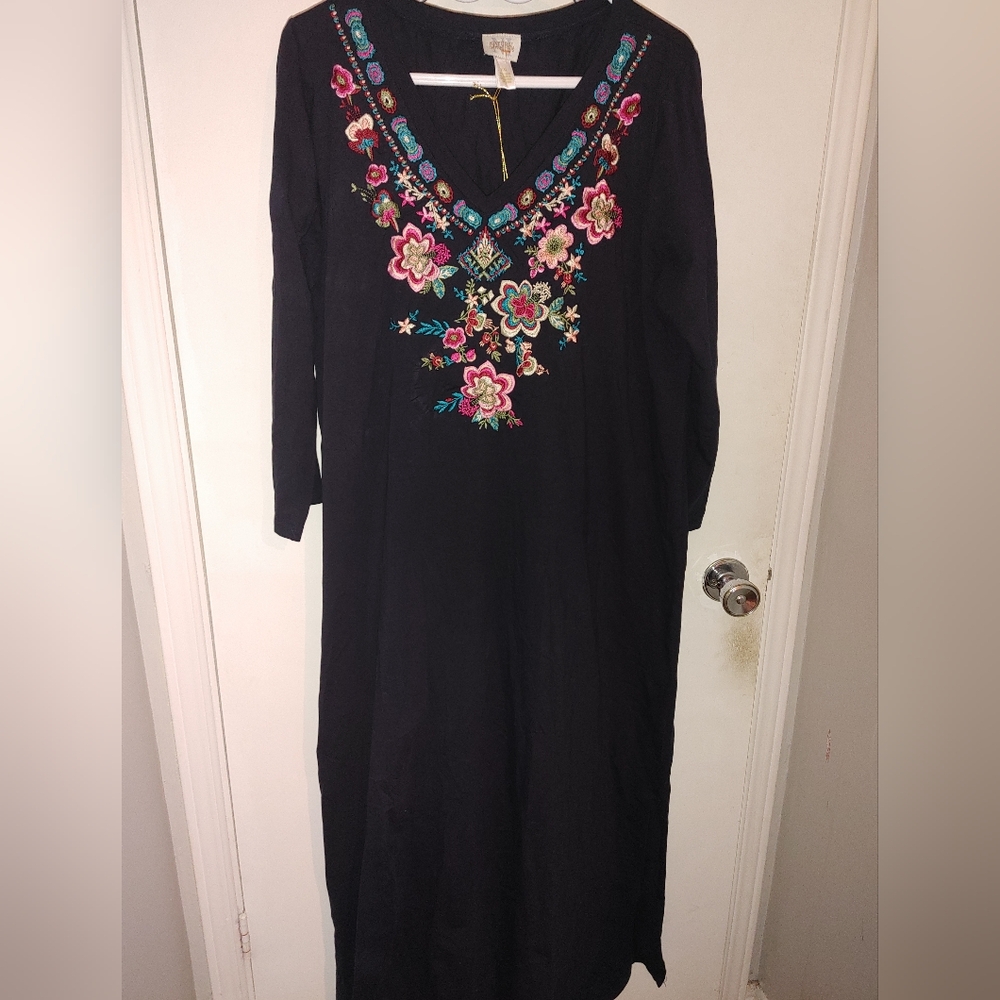 Natural Impressions Navy Embroidered Dress Sz.XXL NWT